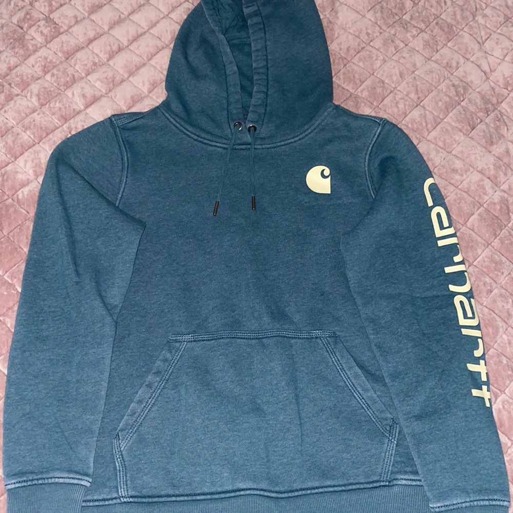 Womens teal and lime green carhartt sweatshirt